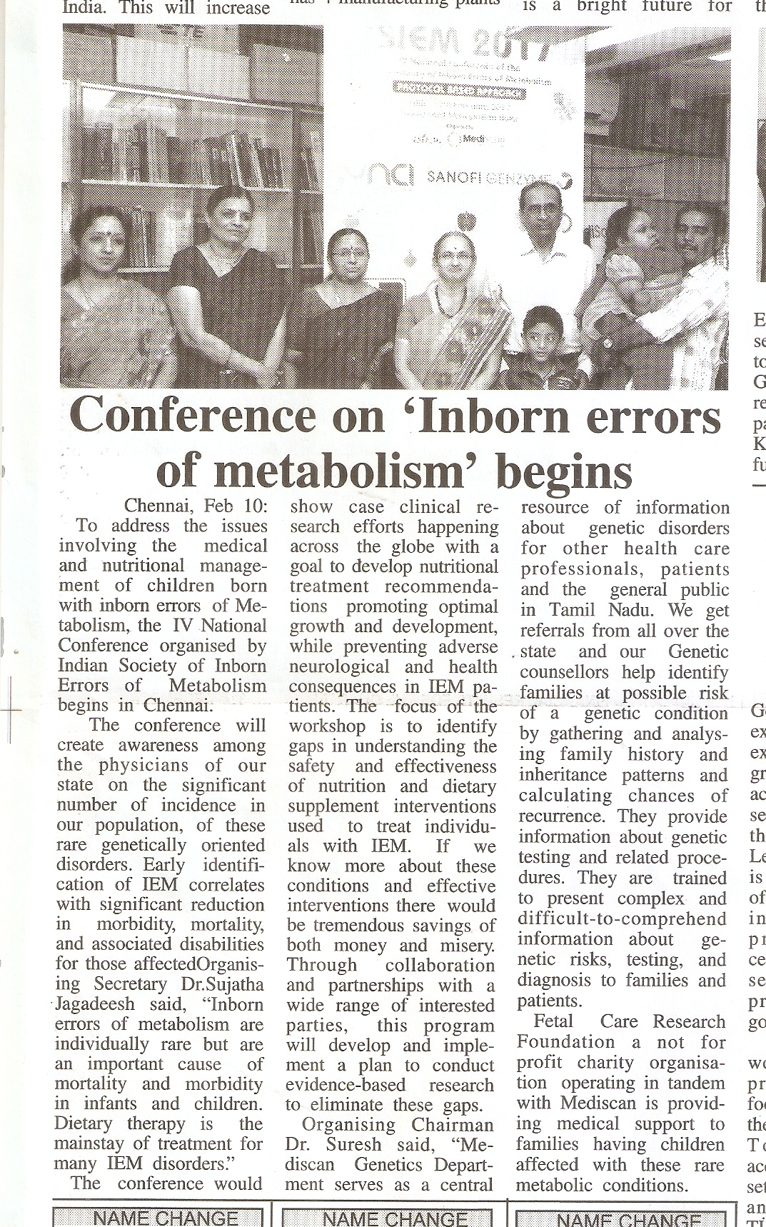 Conference on Inborn errors of metabolism begins